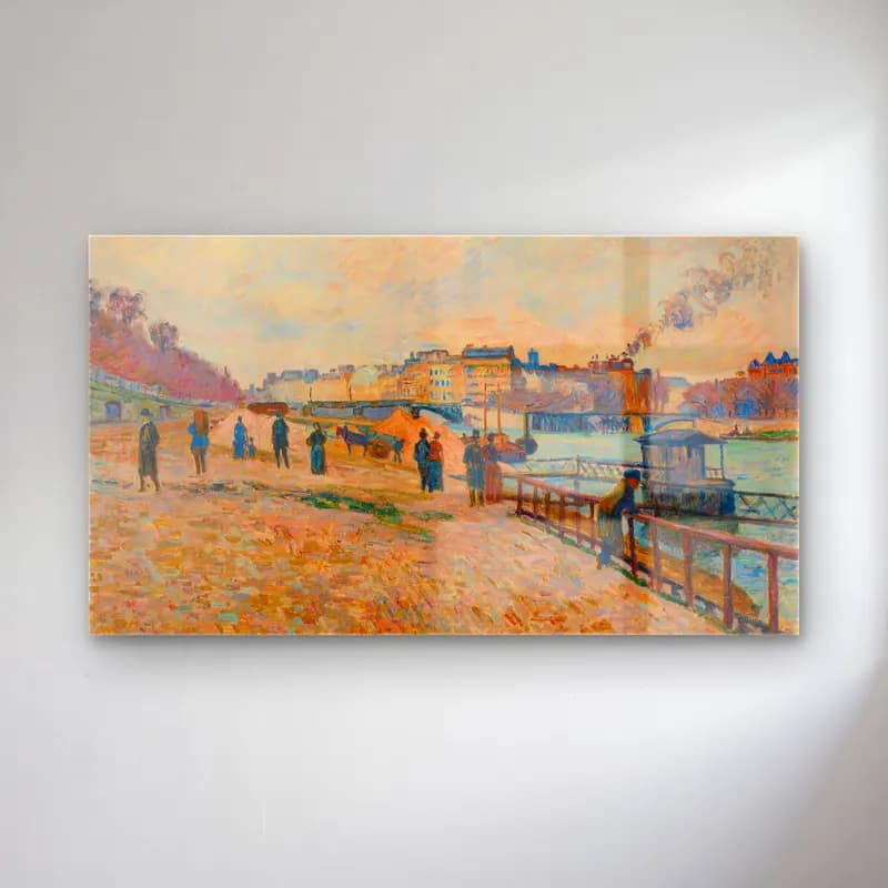 Armand Guillaumin – Le Pont Charraud, Creuse (circa 1898) cam tablo — Armand Guillaumin – Le Pont Charraud, Creuse (circa 1898) — empresyonist liman ve tekneler