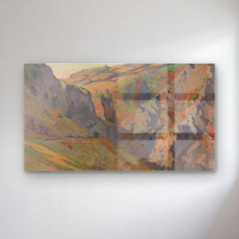 Armand Guillaumin – Les Grottes de Prunal près de Pontgibaud (Auvergne) cam tablo — Armand Guillaumin – Les Grottes de Prunal près de Pontgibaud (Auvergne) — empresyonist yeşil tepeler