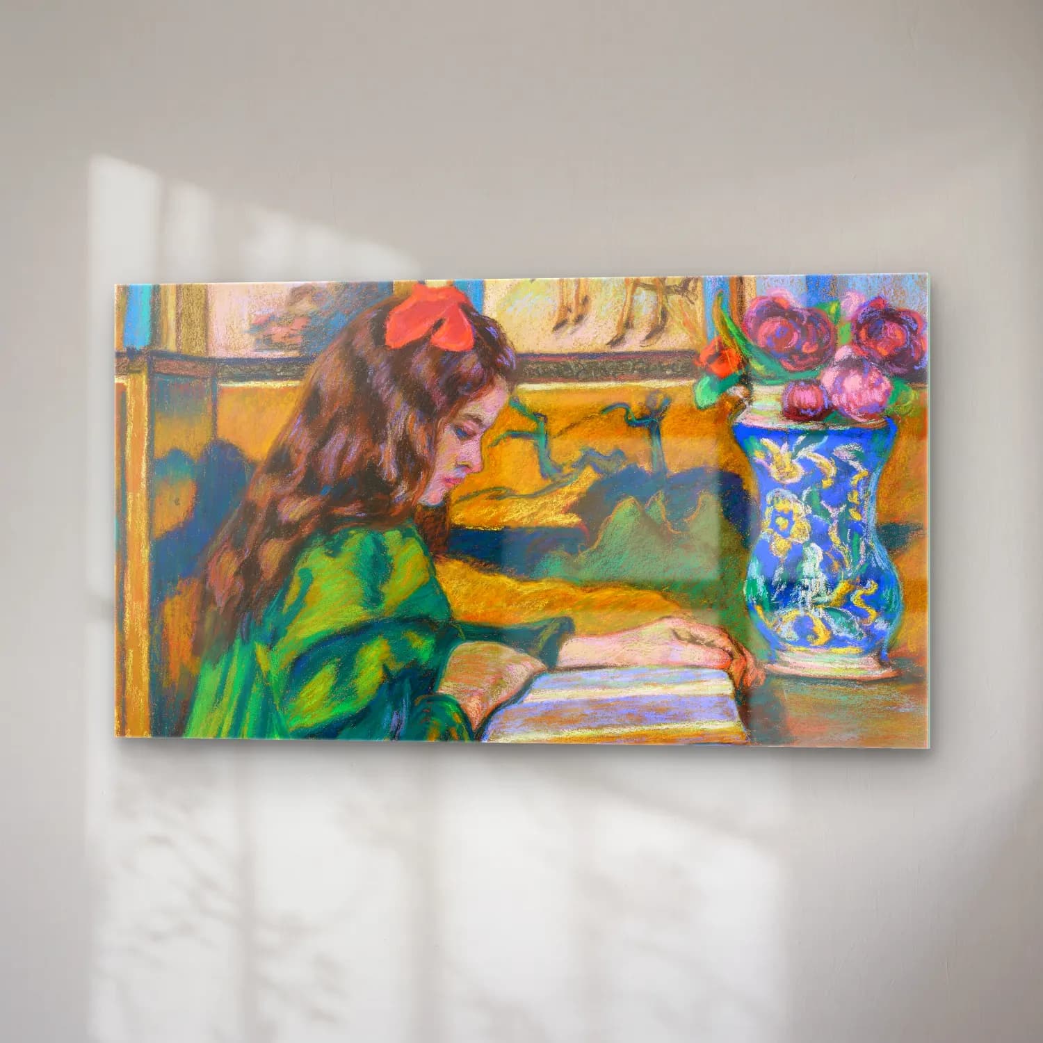 Armand Guillaumin – Madeleine Guillaumin lisant cam tablo — sağ açıdan görünüm