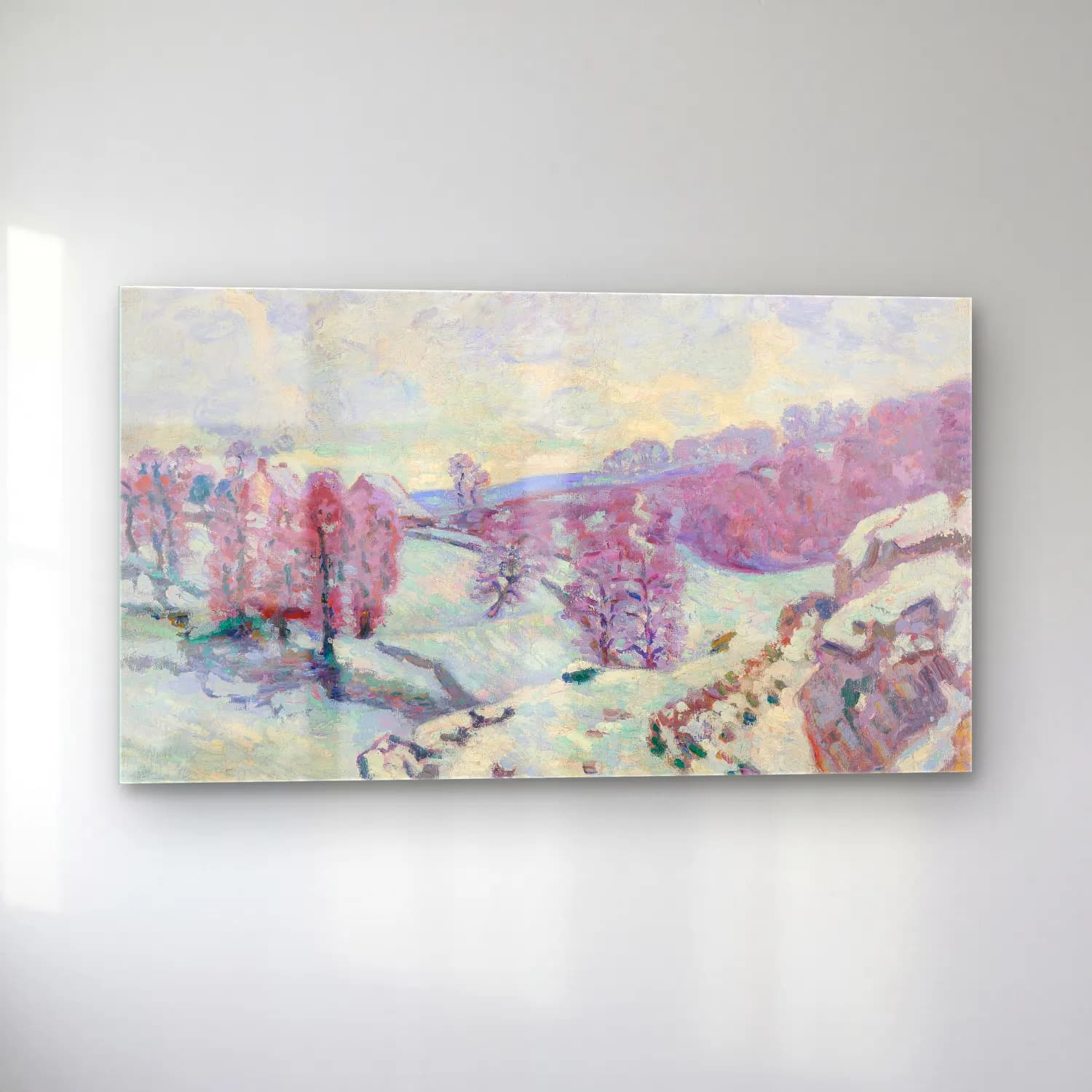 Armand Guillaumin – Neige (circa 1890) cam tablo — sol açıdan görünüm