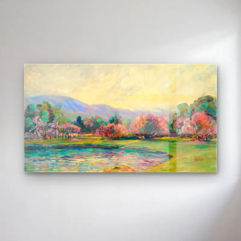 Armand Guillaumin – Paysage (circa 1910) cam tablo — Armand Guillaumin – Paysage (circa 1910) — empresyonist kırda nehir