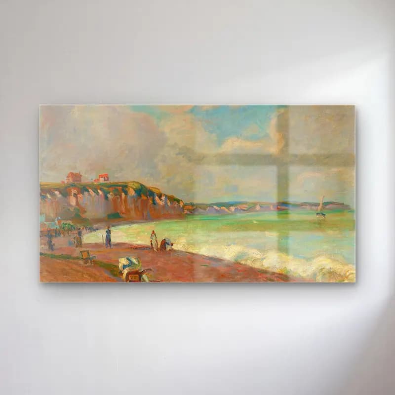 Armand Guillaumin – Paysage De La Manche (circa 1890) cam tablo — Armand Guillaumin – Paysage De La Manche (circa 1890) — empresyonist sahilde i̇nsanlar