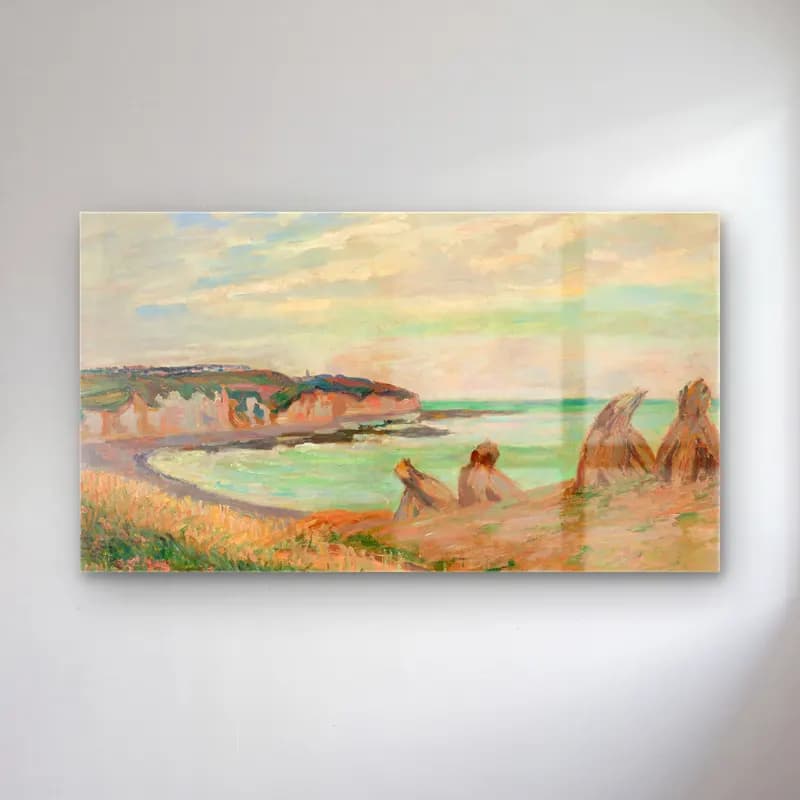 Armand Guillaumin – Paysage De La Manche (circa 1902) cam tablo — Armand Guillaumin – Paysage De La Manche (circa 1902) — empresyonist sahilde i̇nsanlar