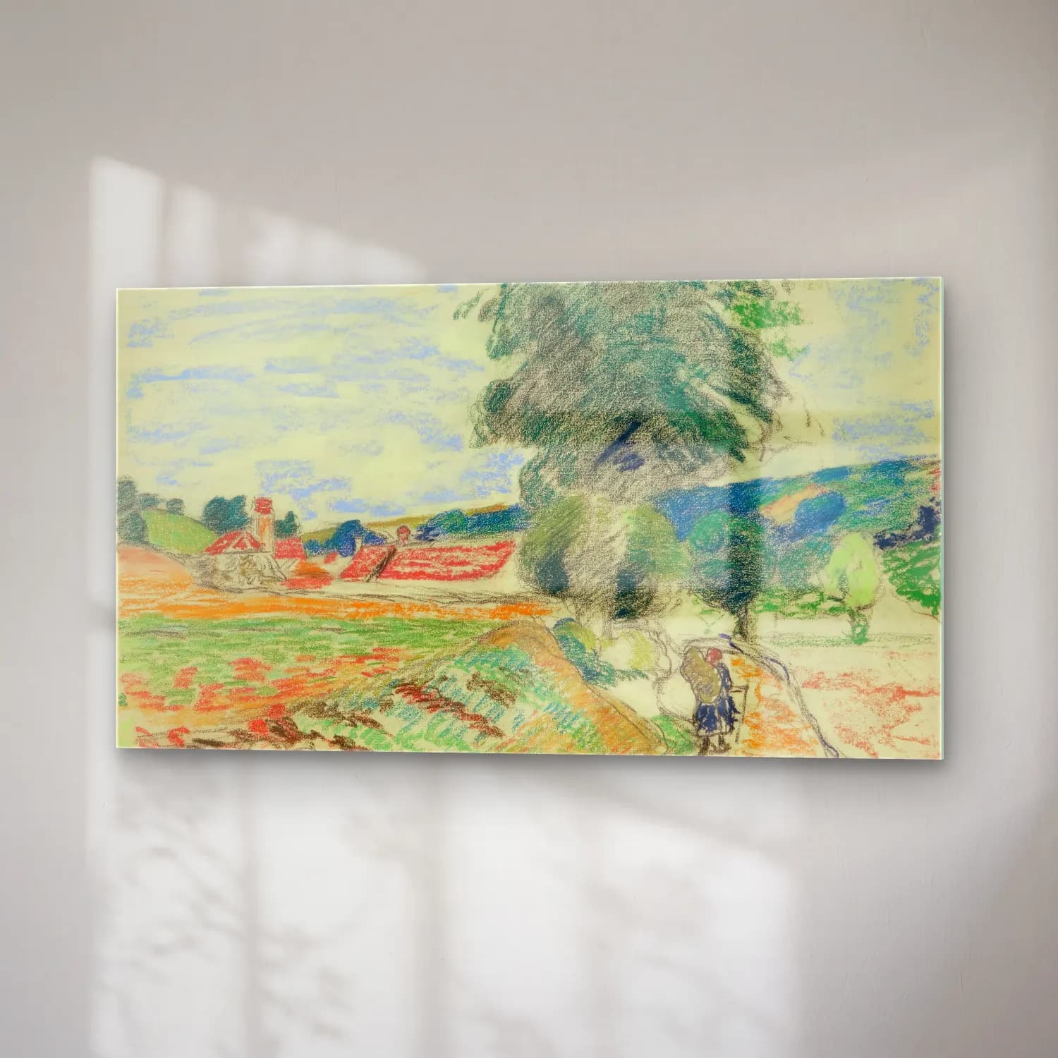 Armand Guillaumin – Paysage D’ile De France – Pastel Tonlar cam tablo — sağ açıdan görünüm