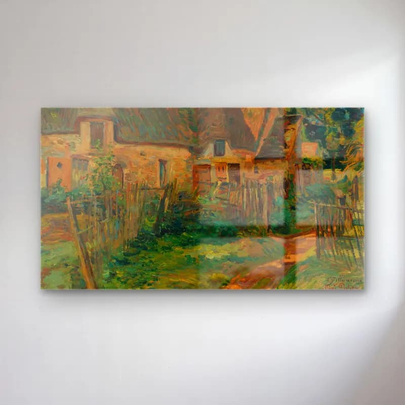 Armand Guillaumin – Paysage D’île De France – Yeşil Tonlar cam tablo — Armand Guillaumin – Paysage D’île De France – Yeşil Tonlar — empresyonist kır evi