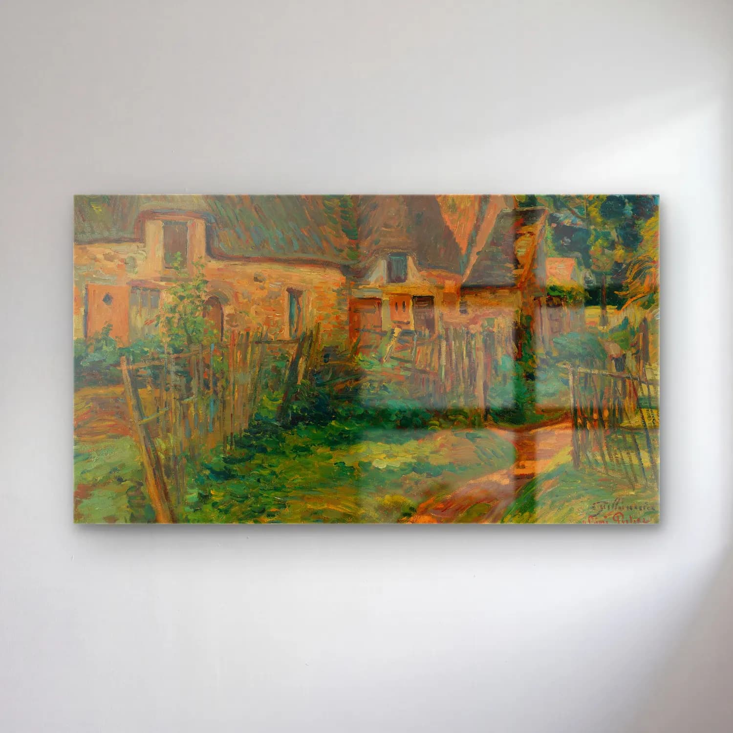 Armand Guillaumin – Paysage D’île De France – Yeşil Tonlar cam tablo — Armand Guillaumin – Paysage D’île De France – Yeşil Tonlar — empresyonist kır evi