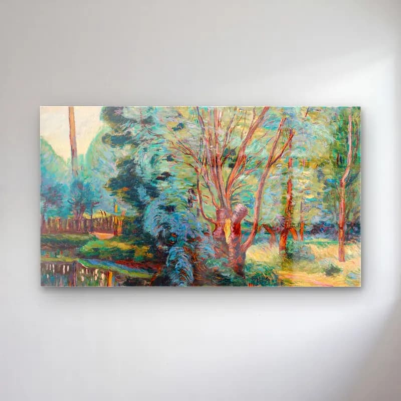 Armand Guillaumin – Paysage boise à l’étang (circa 1890) cam tablo — Armand Guillaumin – Paysage boise à l’étang (circa 1890) — empresyonist orman