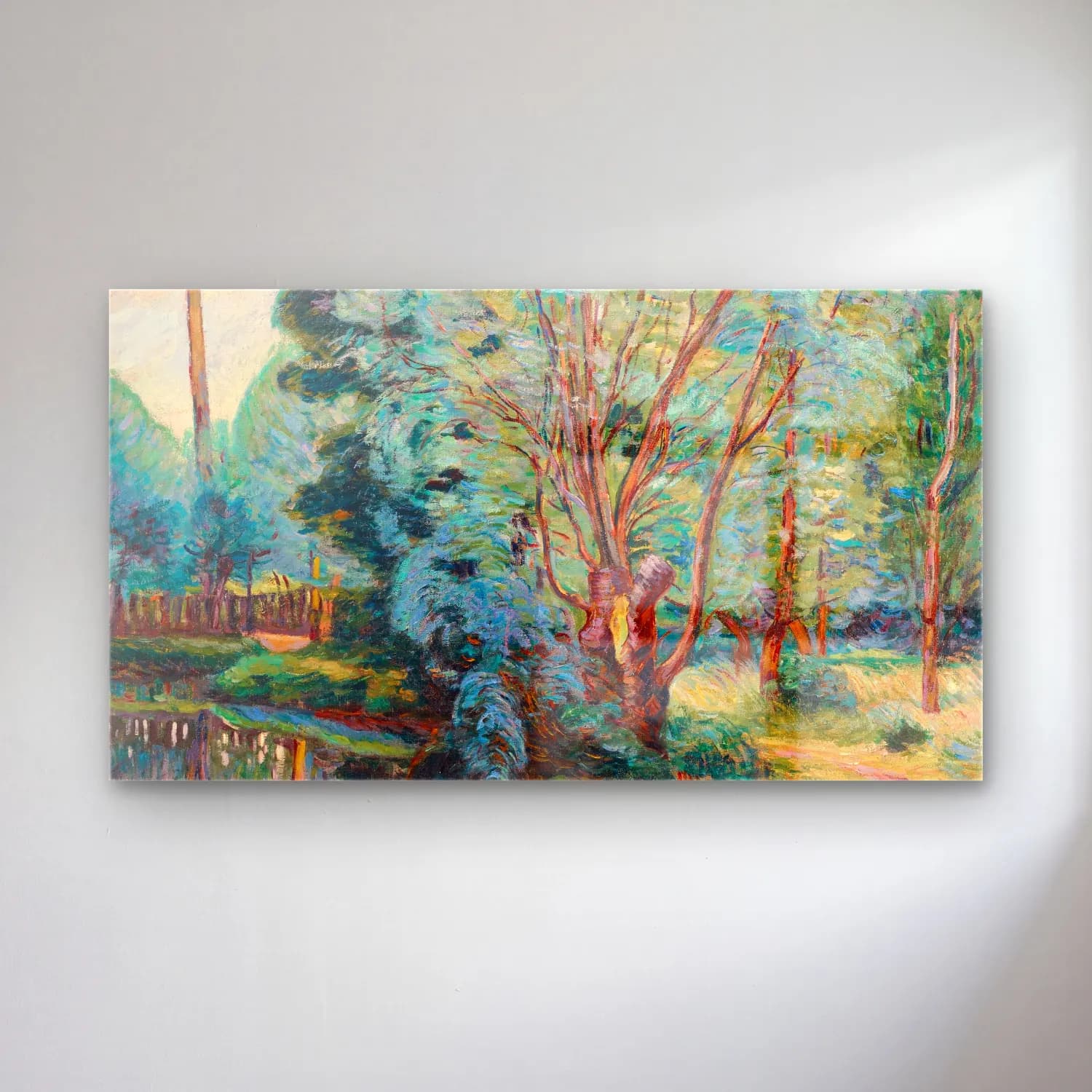 Armand Guillaumin – Paysage boise à l’étang (circa 1890) cam tablo — Armand Guillaumin – Paysage boise à l’étang (circa 1890) — empresyonist orman