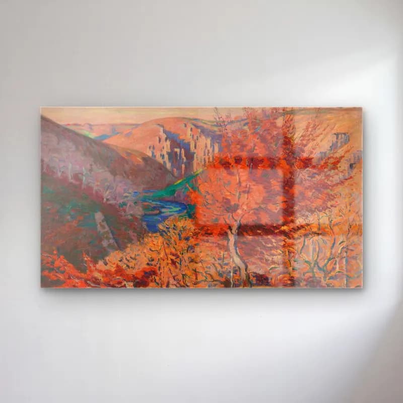 Armand Guillaumin – Paysage, le rocher de la Fileuse cam tablo — Armand Guillaumin – Paysage, le rocher de la Fileuse — empresyonist sonbahar ağaçları