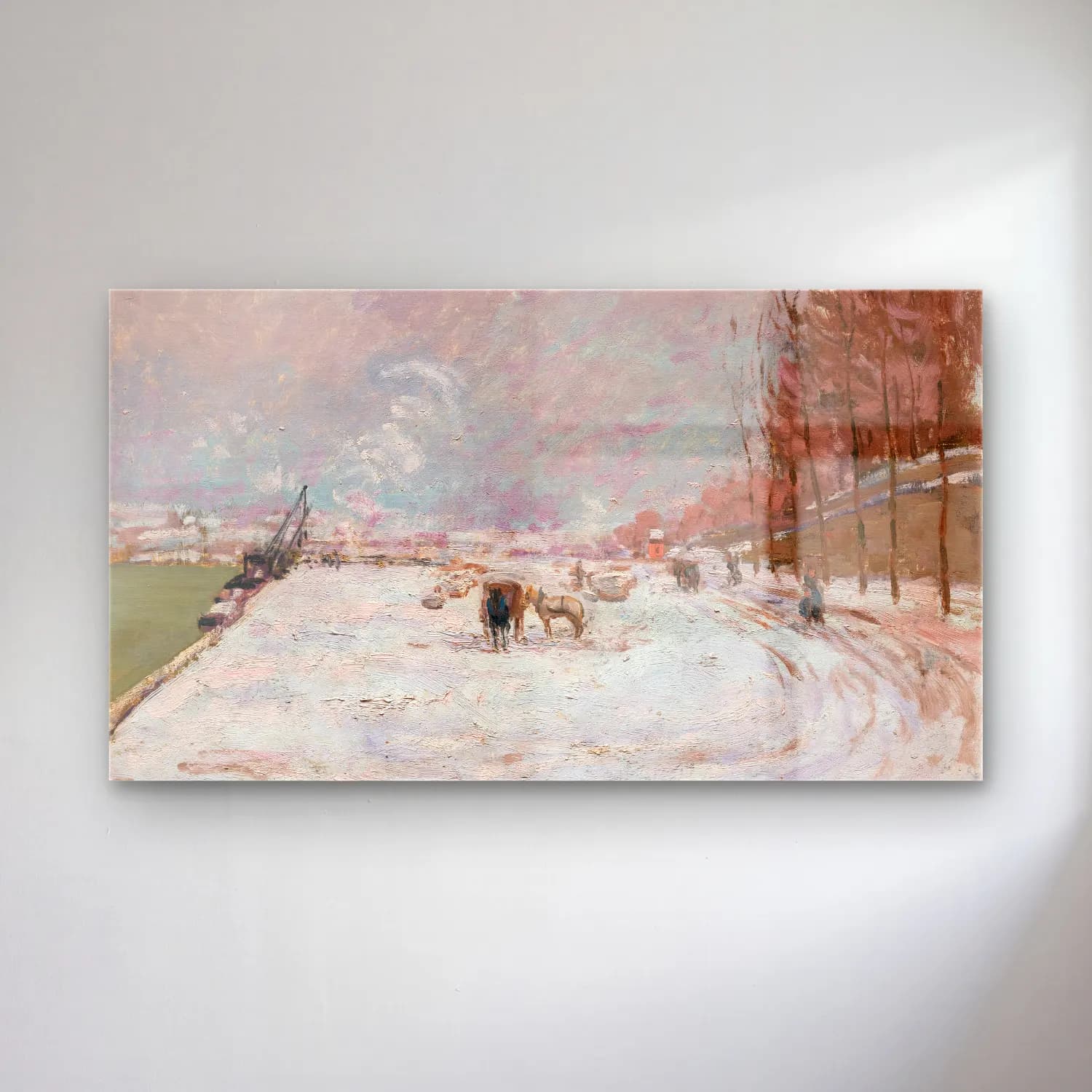 Armand Guillaumin – Quai Saint-Bernard sous la neige, Paris cam tablo — Armand Guillaumin – Quai Saint-Bernard sous la neige, Paris — empresyonist karlı kış manzarası