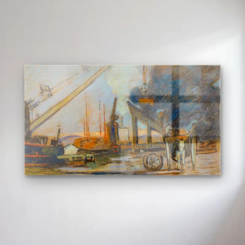 Armand Guillaumin – Quai de la Rapée, Paris cam tablo — Armand Guillaumin – Quai de la Rapée, Paris — yağlı boya liman ve tekneler