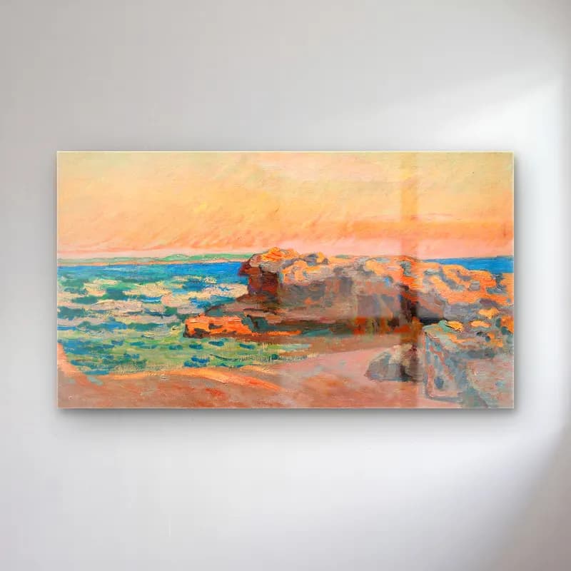Armand Guillaumin – Rocher À Saint-Palais (circa 1892) cam tablo — Armand Guillaumin – Rocher À Saint-Palais (circa 1892) — empresyonist dalgalı sahil