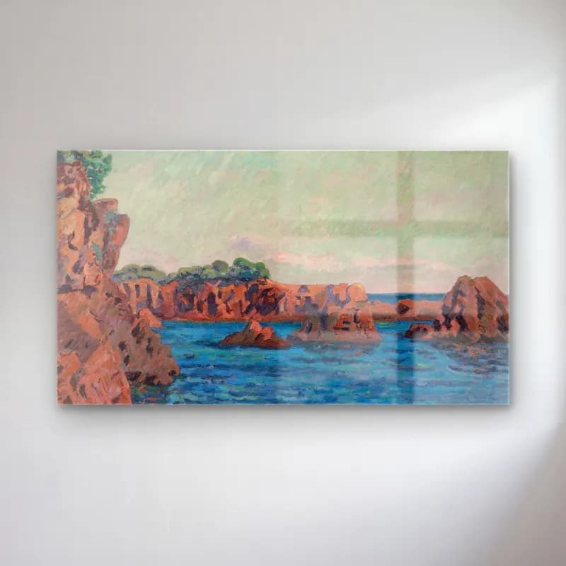 Armand Guillaumin – Rochers à Agay cam tablo — Armand Guillaumin – Rochers à Agay — empresyonist i̇talyan sahili