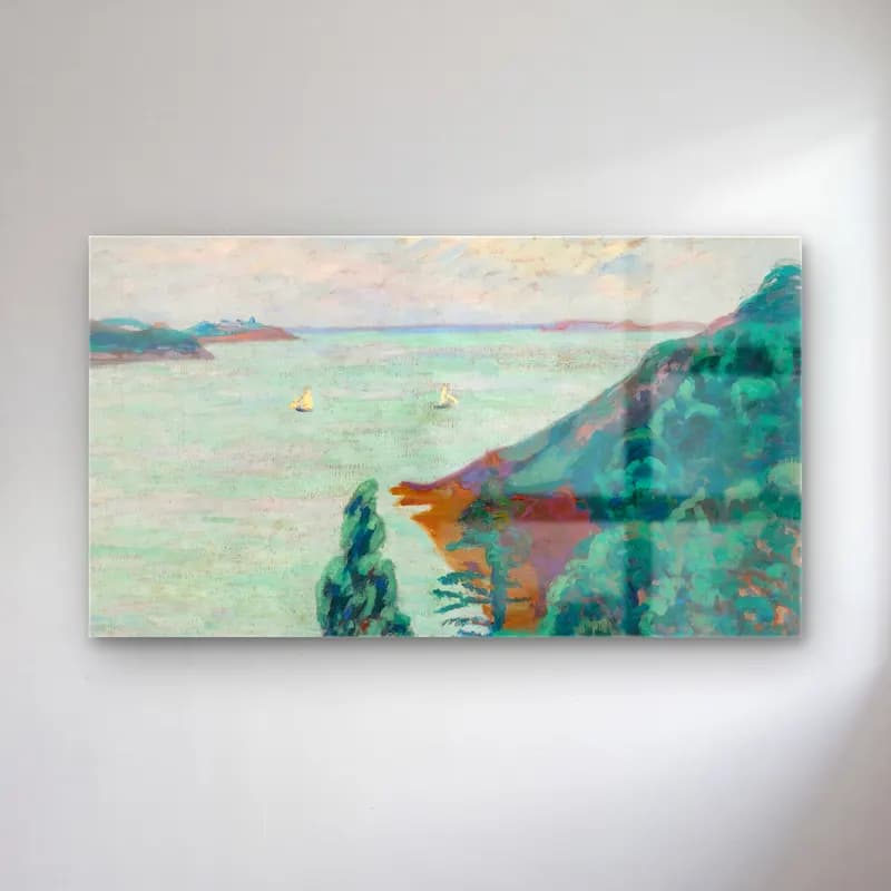 Armand Guillaumin – Saint-Servan (circa 1895) cam tablo — Armand Guillaumin – Saint-Servan (circa 1895) — empresyonist yelkenliler