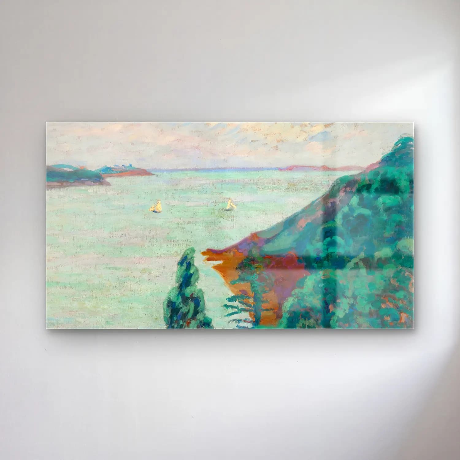 Armand Guillaumin – Saint-Servan (circa 1895) cam tablo — Armand Guillaumin – Saint-Servan (circa 1895) — empresyonist yelkenliler