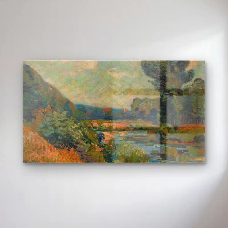 Armand Guillaumin – The Banks of the Marne at Charenton cam tablo — Armand Guillaumin – The Banks of the Marne at Charenton — empresyonist kırda nehir