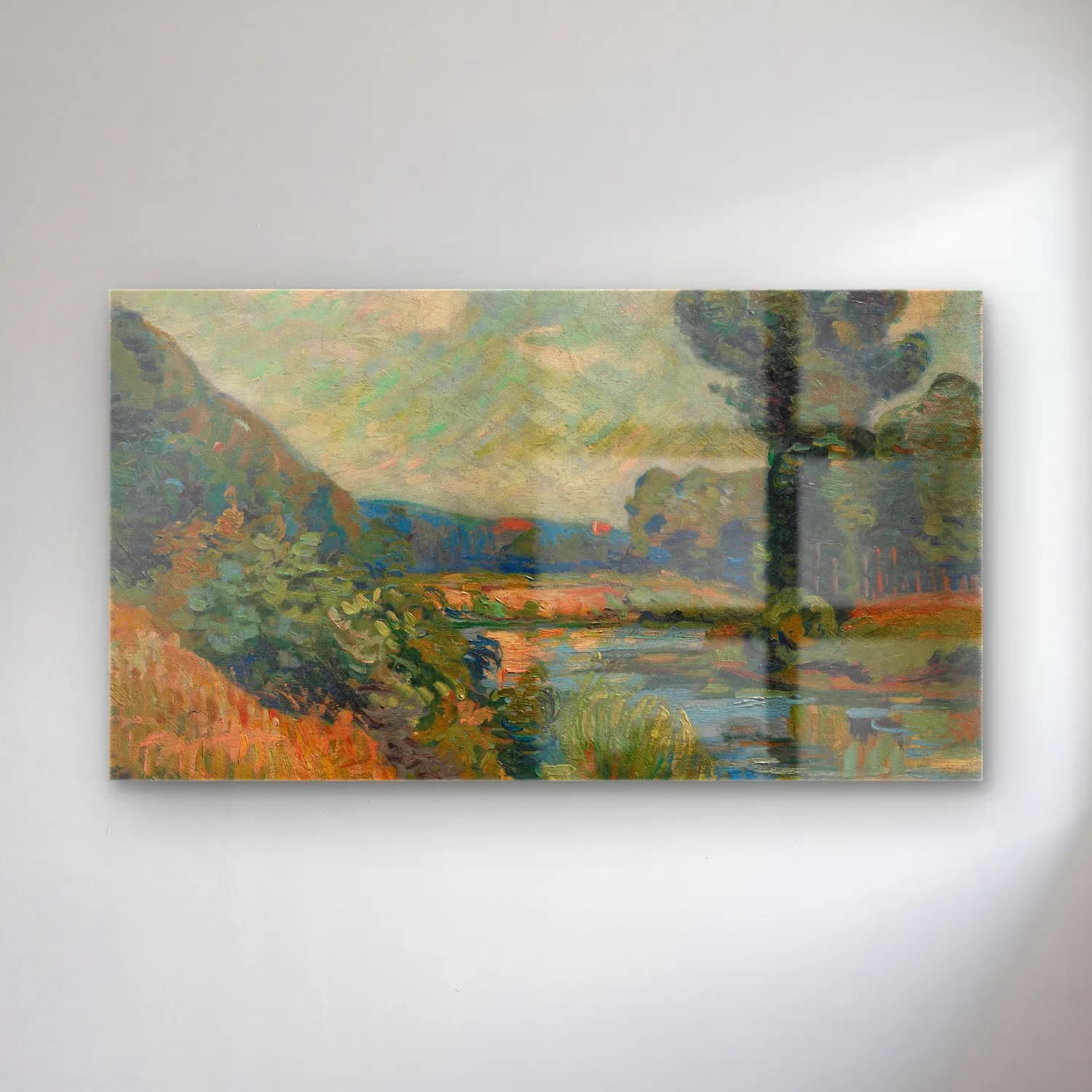 Armand Guillaumin – The Banks of the Marne at Charenton cam tablo — Armand Guillaumin – The Banks of the Marne at Charenton — empresyonist kırda nehir