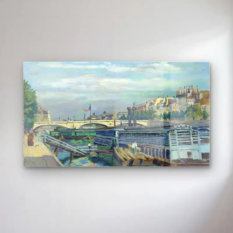 Armand Guillaumin – The Bridge of Louis Philippe cam tablo — Armand Guillaumin – The Bridge of Louis Philippe — empresyonist liman ve tekneler