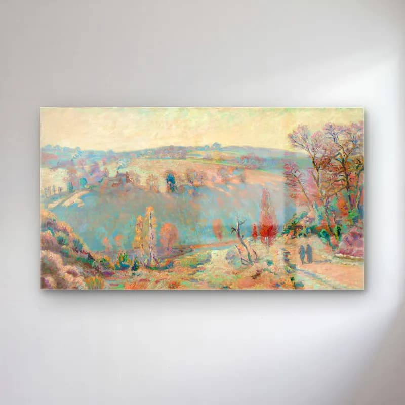 Armand Guillaumin – Valley of the Sédelle at Pont Charraud White Frost cam tablo — Armand Guillaumin – Valley of the Sédelle at Pont Charraud White Frost — empresyonist yeşil tepeler