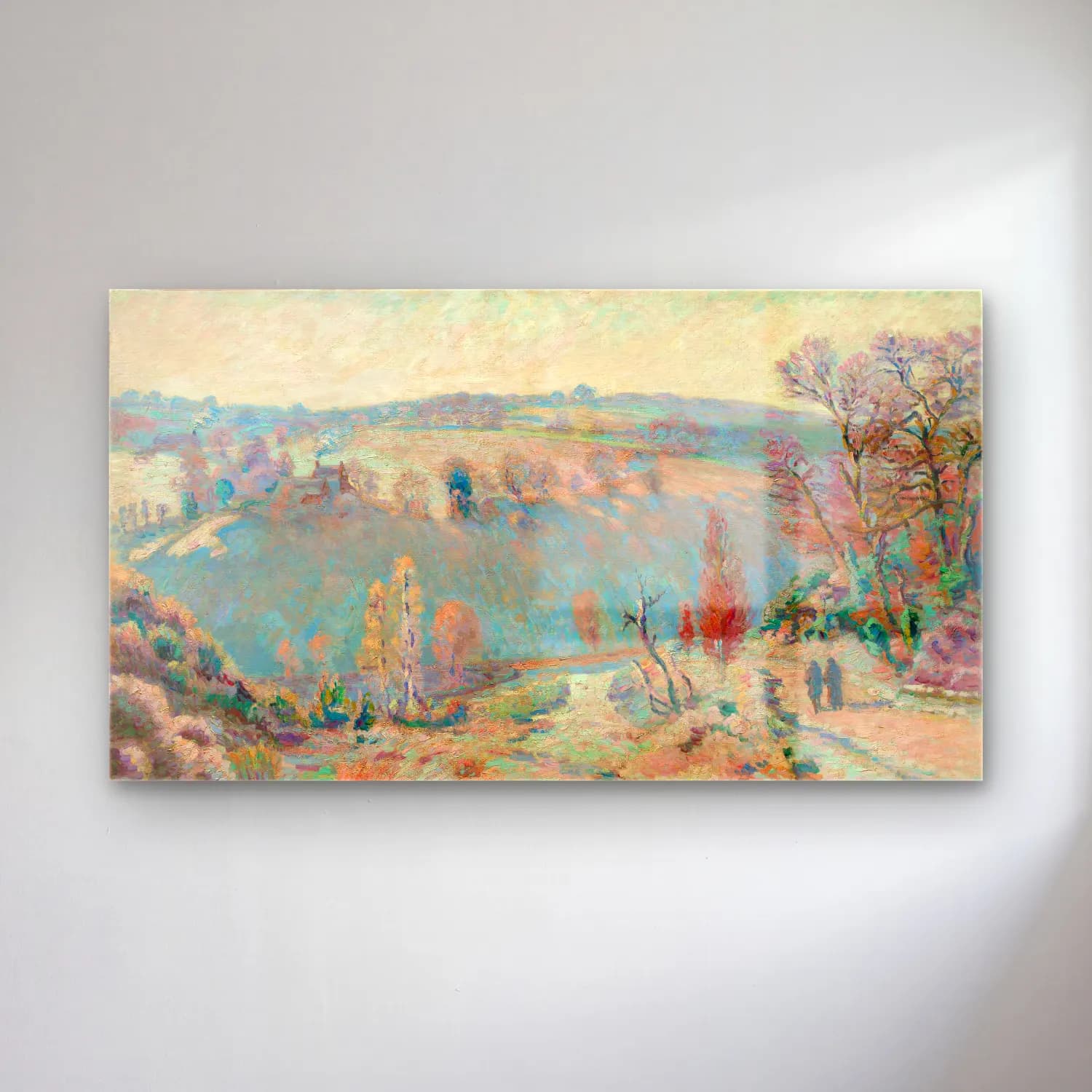 Armand Guillaumin – Valley of the Sédelle at Pont Charraud White Frost cam tablo — Armand Guillaumin – Valley of the Sédelle at Pont Charraud White Frost — empresyonist yeşil tepeler