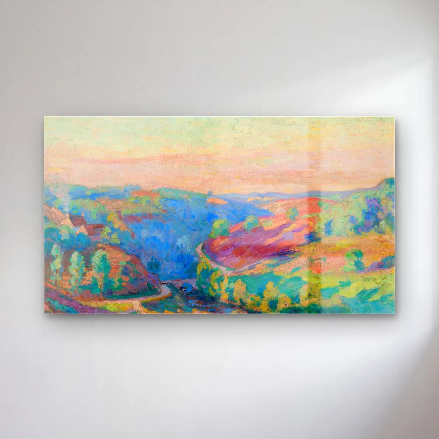 Armand Guillaumin – Vallée De La Creuse cam tablo — Armand Guillaumin – Vallée De La Creuse — empresyonist yeşil tepeler