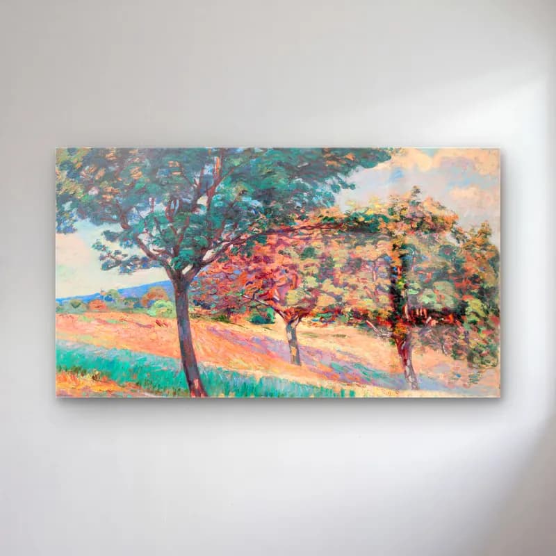 Armand Guillaumin – Verger à la lisiere d’un bois à Saint-Cheron cam tablo — Armand Guillaumin – Verger à la lisiere d’un bois à Saint-Cheron — empresyonist sonbahar ağaçları