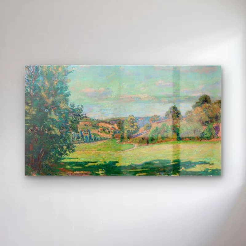 Armand Guillaumin – Village sur le Coteau, Vallée de Chevreuse (circa 1885) cam tablo — Armand Guillaumin – Village sur le Coteau, Vallée de Chevreuse (circa 1885) — empresyonist yeşil tepeler
