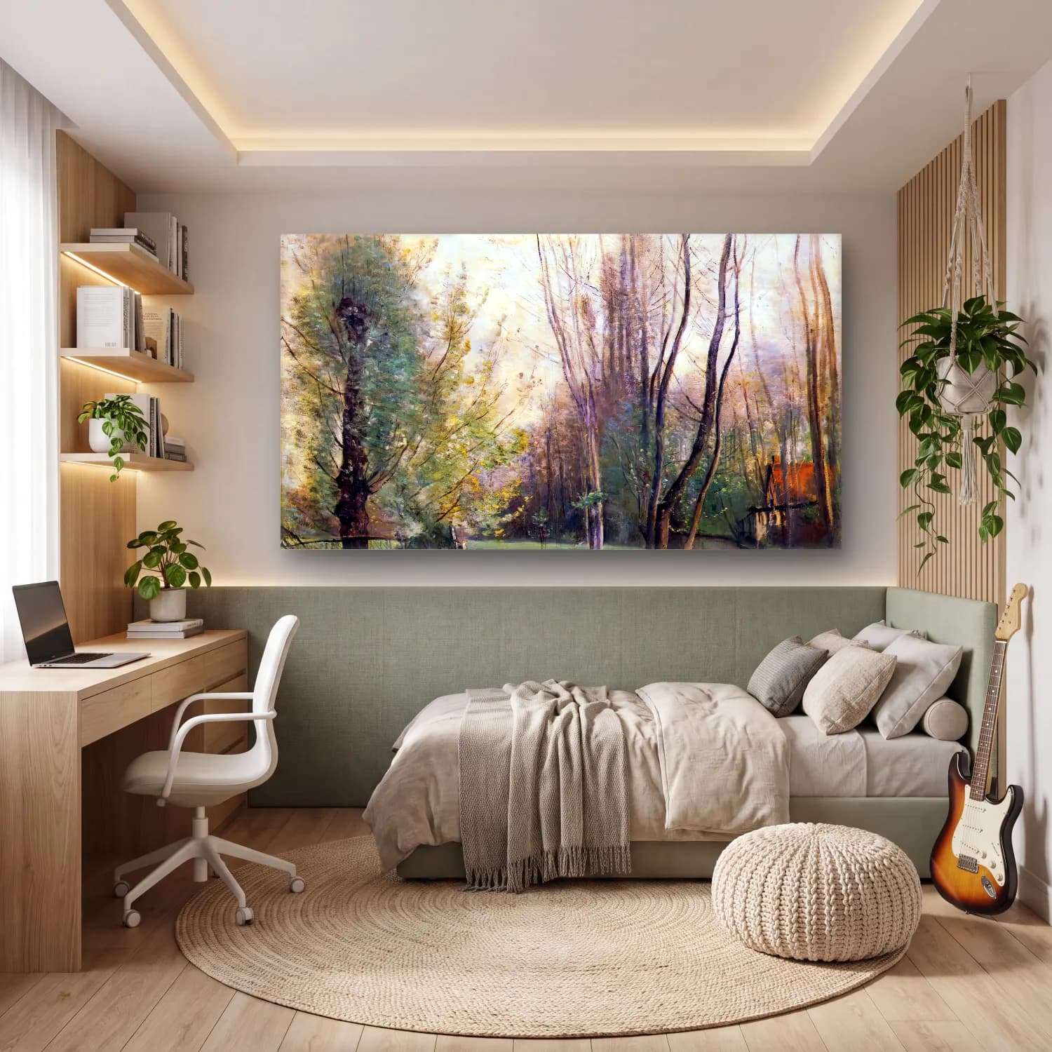 Jean-Baptiste C. Corot – Morning at Beauvais cam tablo — genç odasında