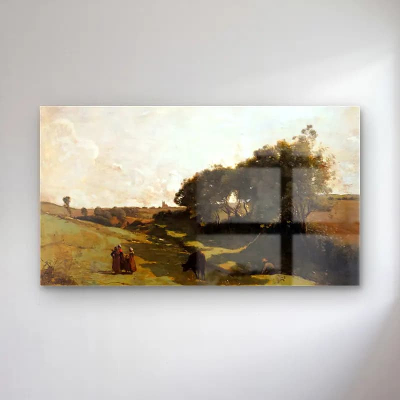 Jean-Baptiste C. Corot – The Vale cam tablo — Jean-Baptiste C. Corot – The Vale — empresyonist kır evi
