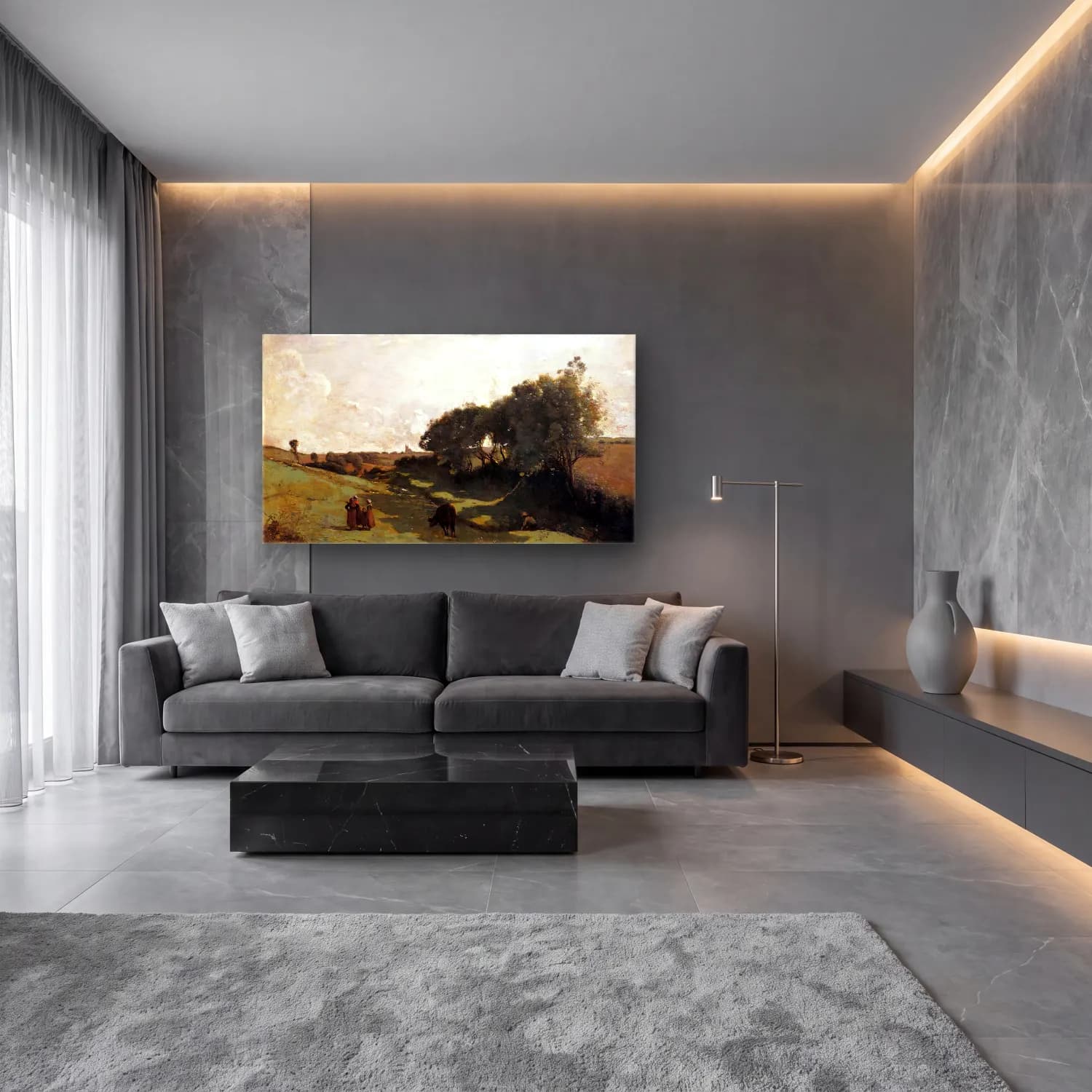 Jean-Baptiste C. Corot – The Vale cam tablo — lüks salon duvarında