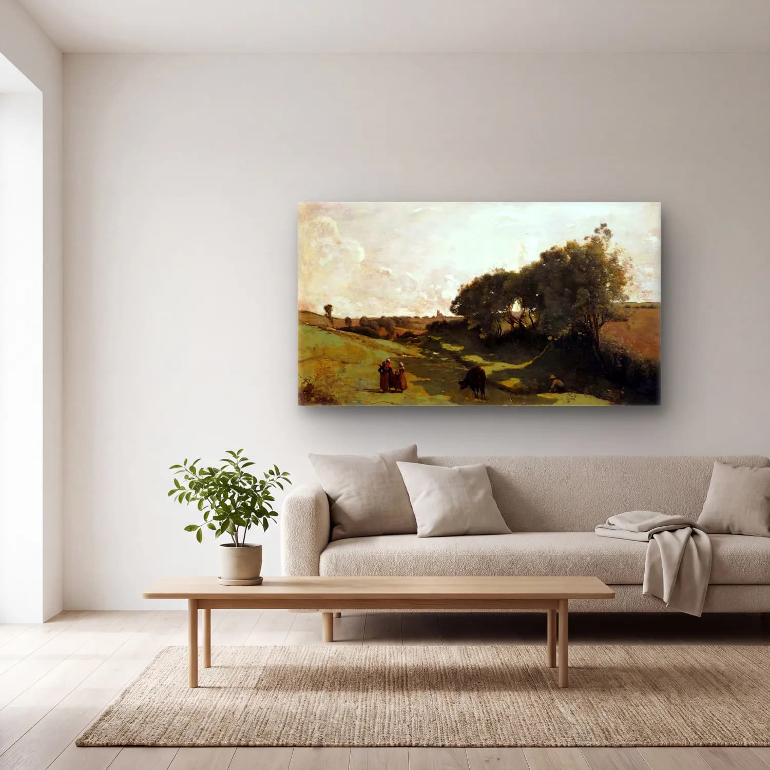 Jean-Baptiste C. Corot – The Vale cam tablo — açık renk salonda