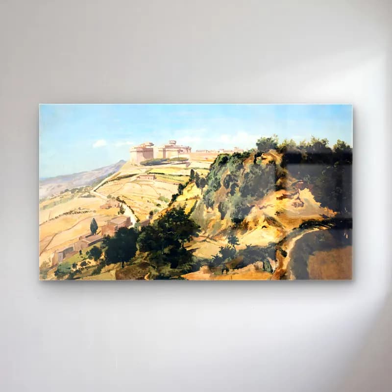 Jean-Baptiste C. Corot – Volterra, the Citadel cam tablo — Jean-Baptiste C. Corot – Volterra, the Citadel — yağlı boya yunan adası