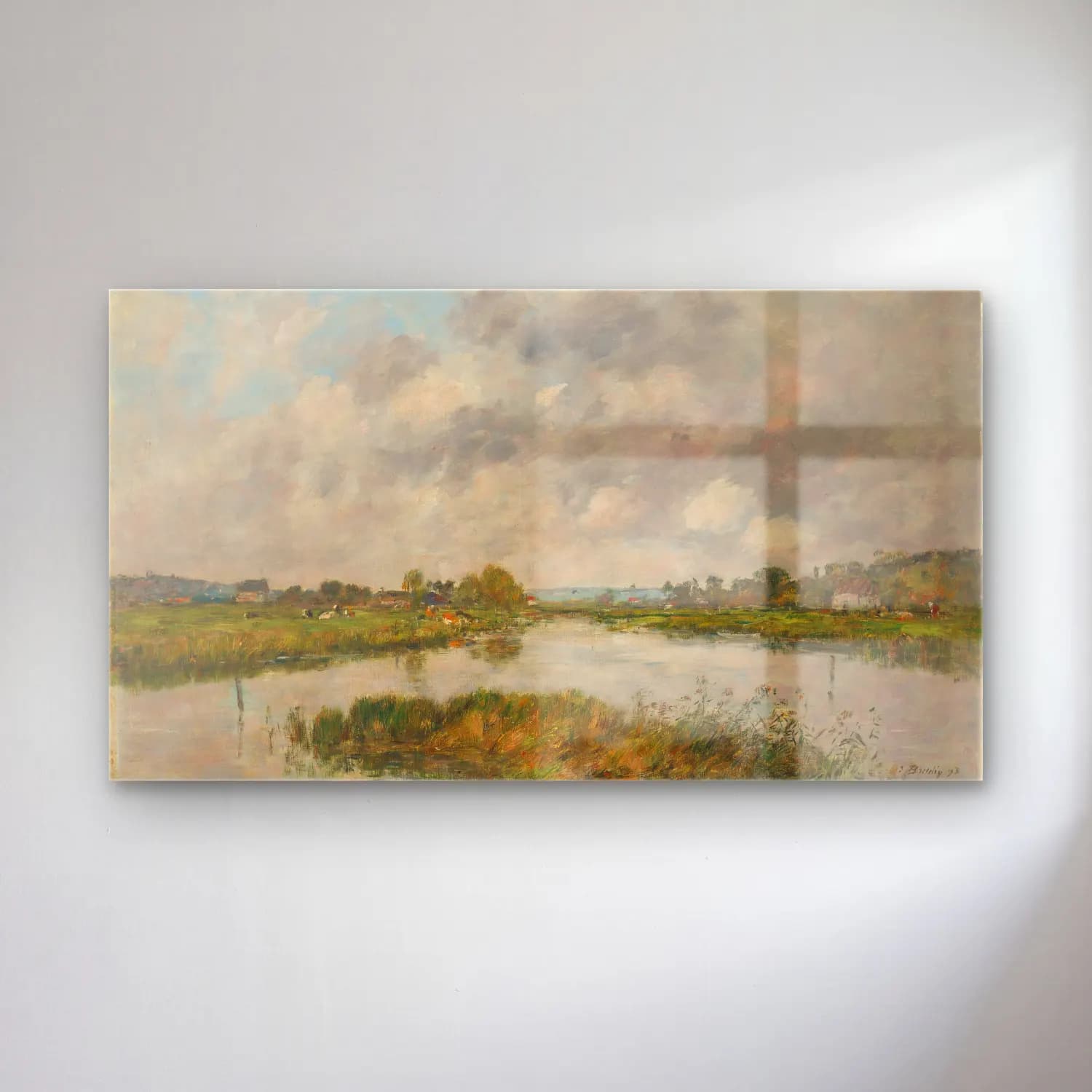 Empresyonist Kırda Nehir – Pastel Tonlar cam tablo — Empresyonist Kırda Nehir – Pastel Tonlar — empresyonist kırda nehir