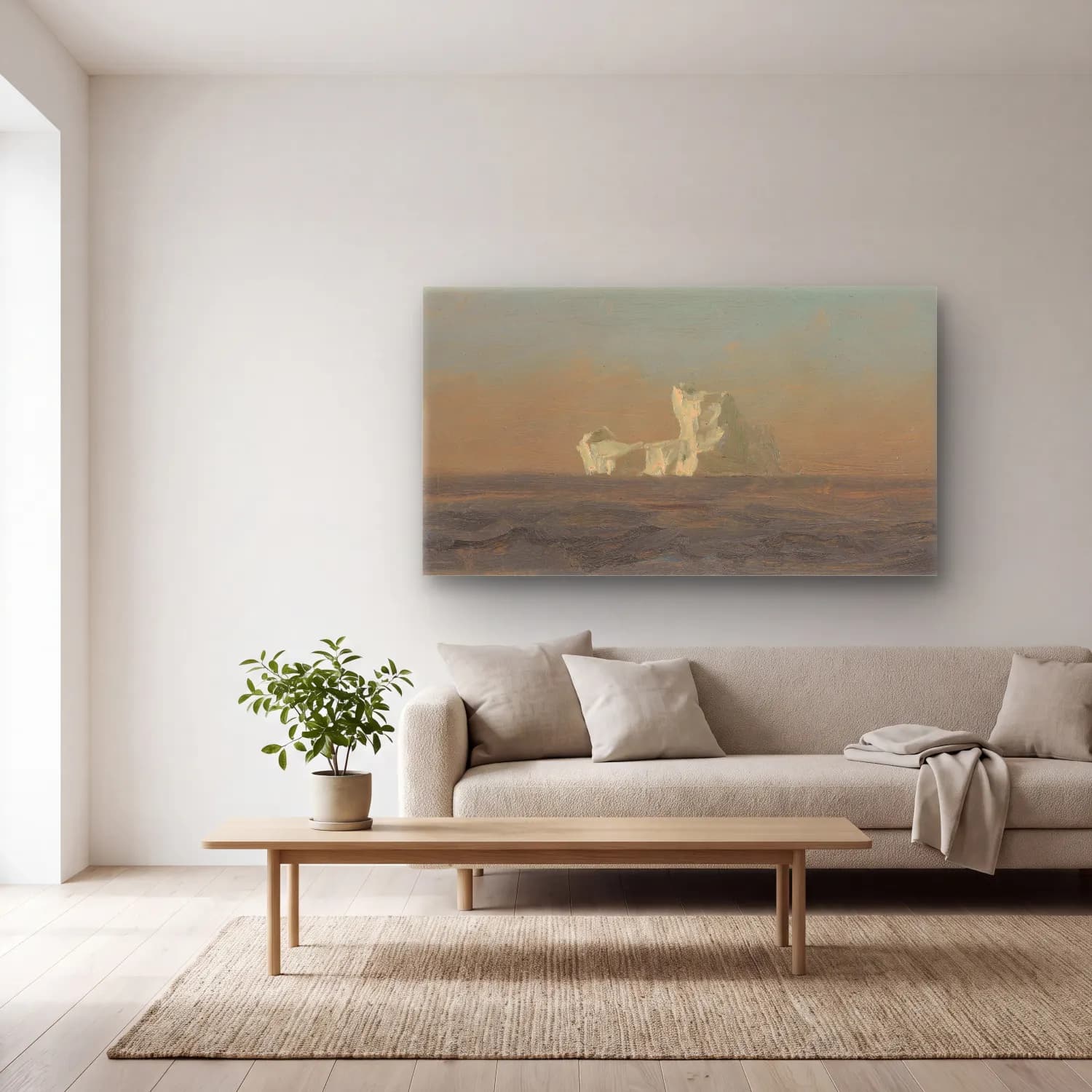 Frederic Edwin Church – Off Iceberg, Newfoundland cam tablo — açık renk salonda