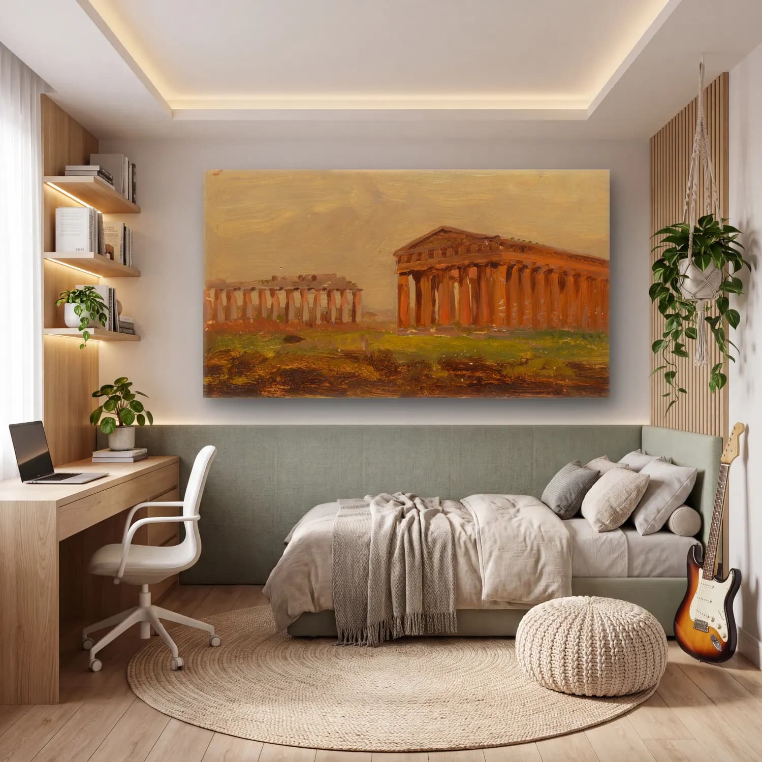 Frederic Edwin Church – Paestum, Temple of Neptune cam tablo — genç odasında