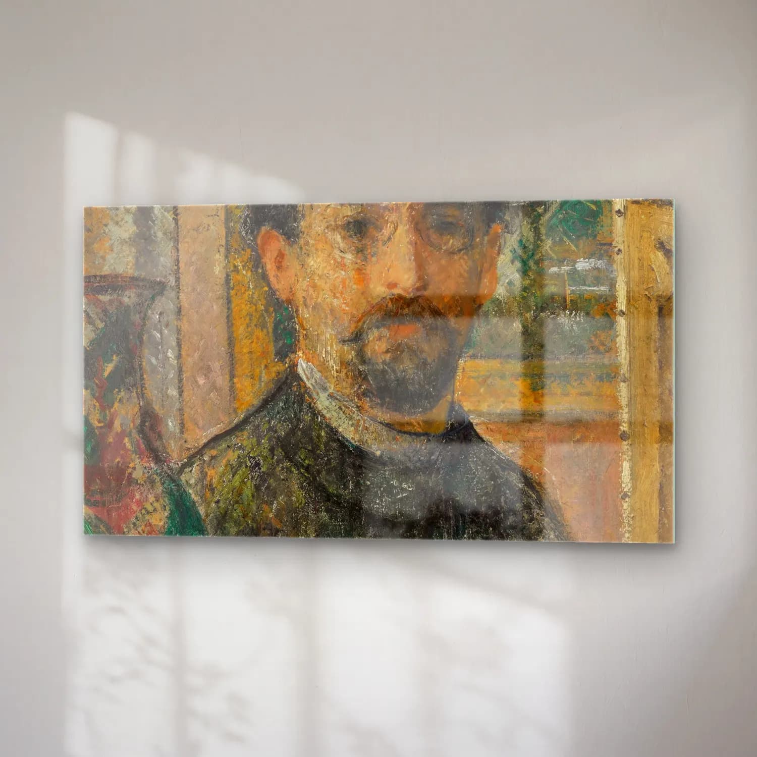 Gustave Loiseau – Autoportrait à la statuette (circa 1916-1917) cam tablo — sağ açıdan görünüm