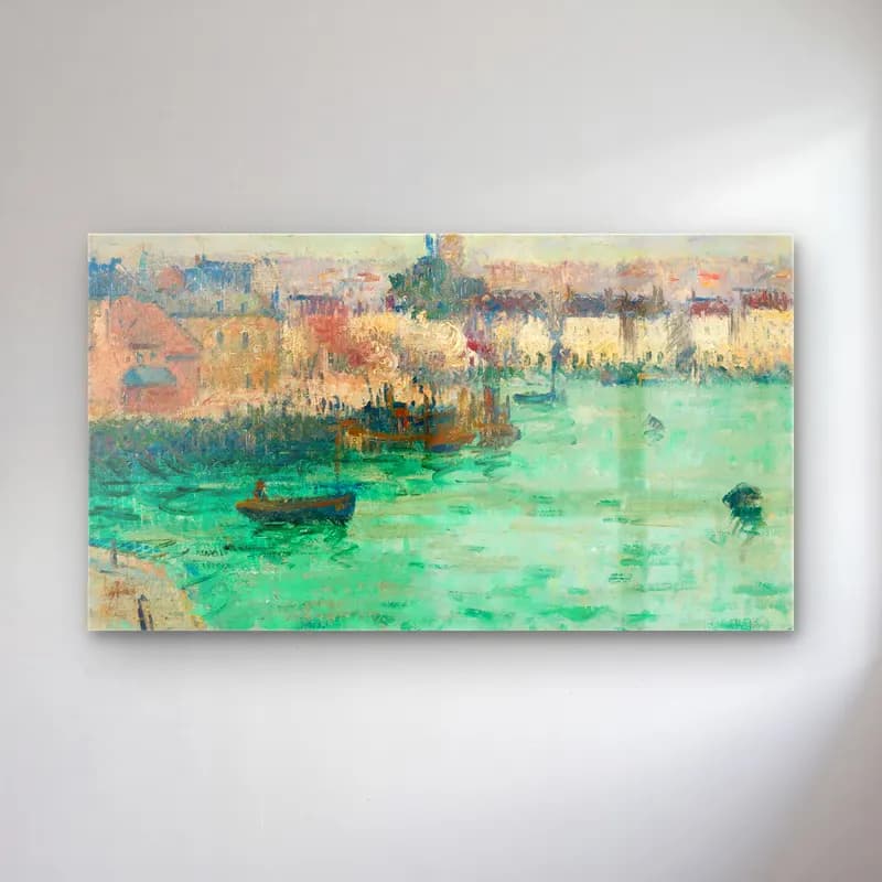 Gustave Loiseau – Avant Port De Dieppe (circa 1928-1929) cam tablo — Gustave Loiseau – Avant Port De Dieppe (circa 1928-1929) — empresyonist liman ve tekneler