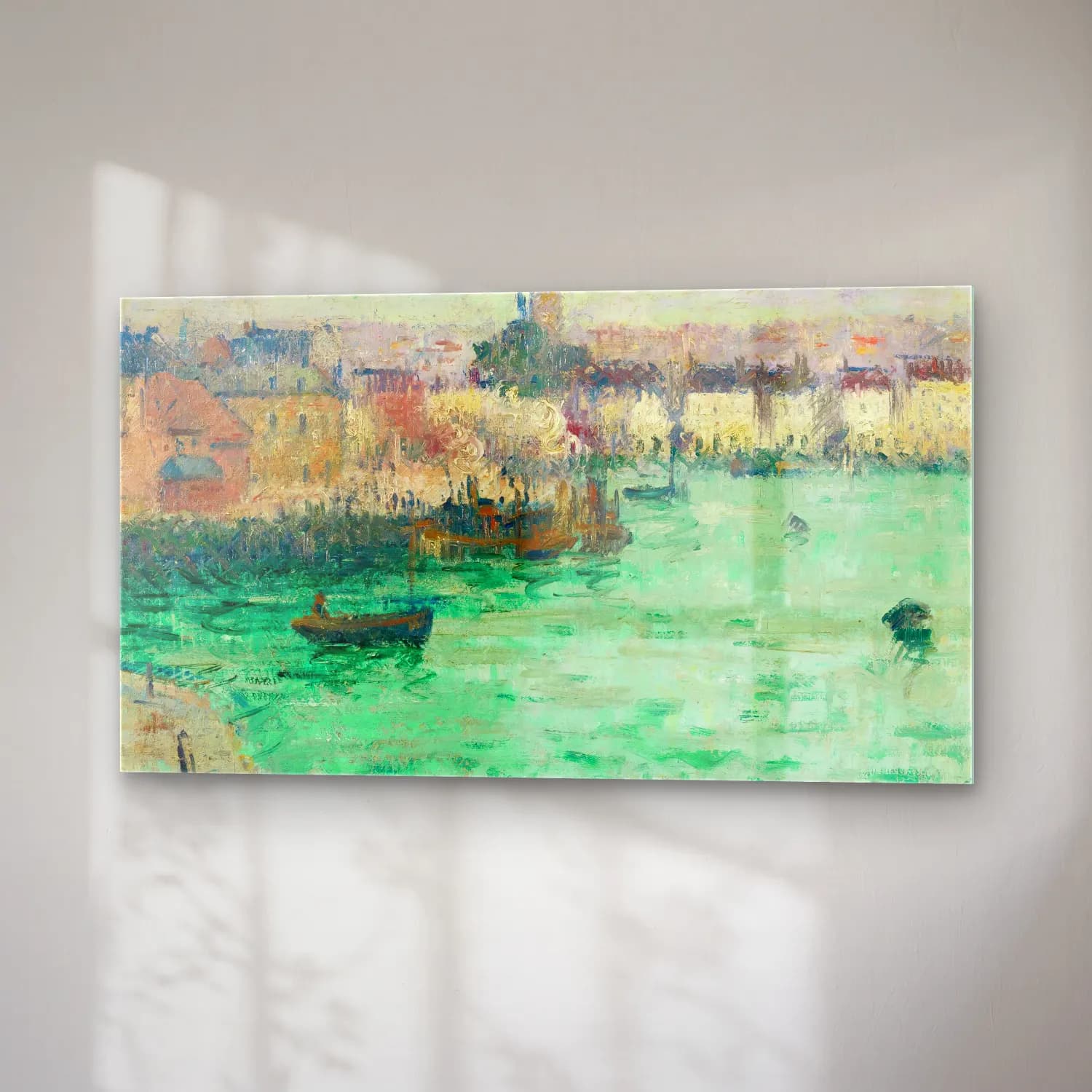 Gustave Loiseau – Avant Port De Dieppe (circa 1928-1929) cam tablo — sağ açıdan görünüm