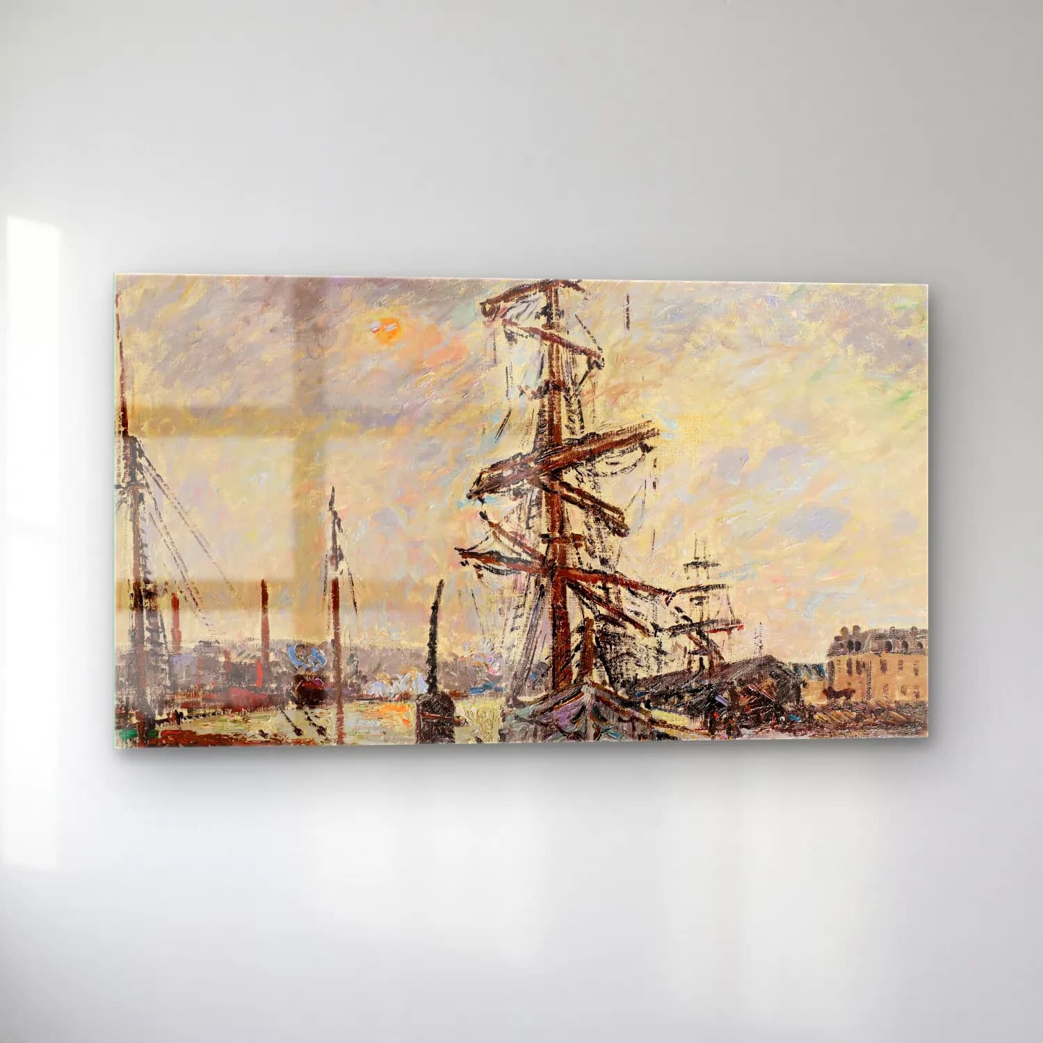 Gustave Loiseau – Bateaux À Quai Au Havre cam tablo — sol açıdan görünüm