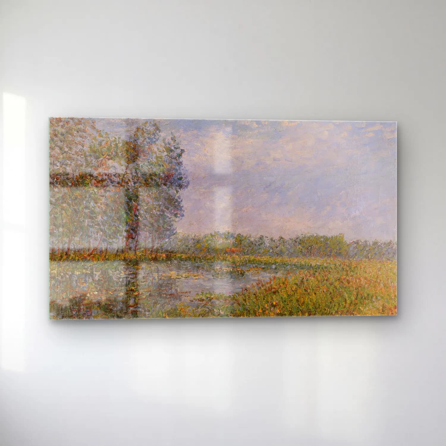 Gustave Loiseau – Bords de l’Eure, Normandie (Banks of the Eure, Normandy) cam tablo — sol açıdan görünüm