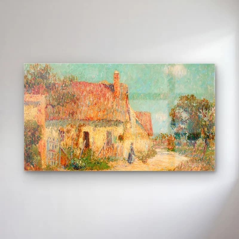 Gustave Loiseau – Chaumière en Normandie cam tablo — Gustave Loiseau – Chaumière en Normandie — empresyonist kır evi