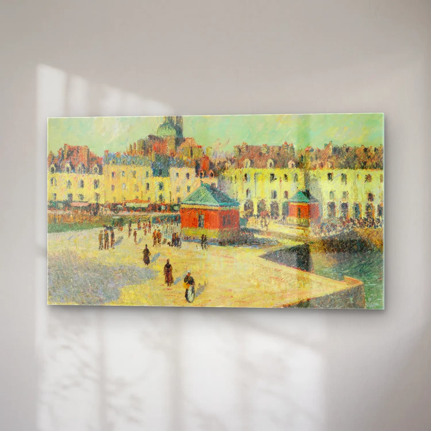 Gustave Loiseau – Dieppe, Le Quai De Carenage cam tablo — sağ açıdan görünüm