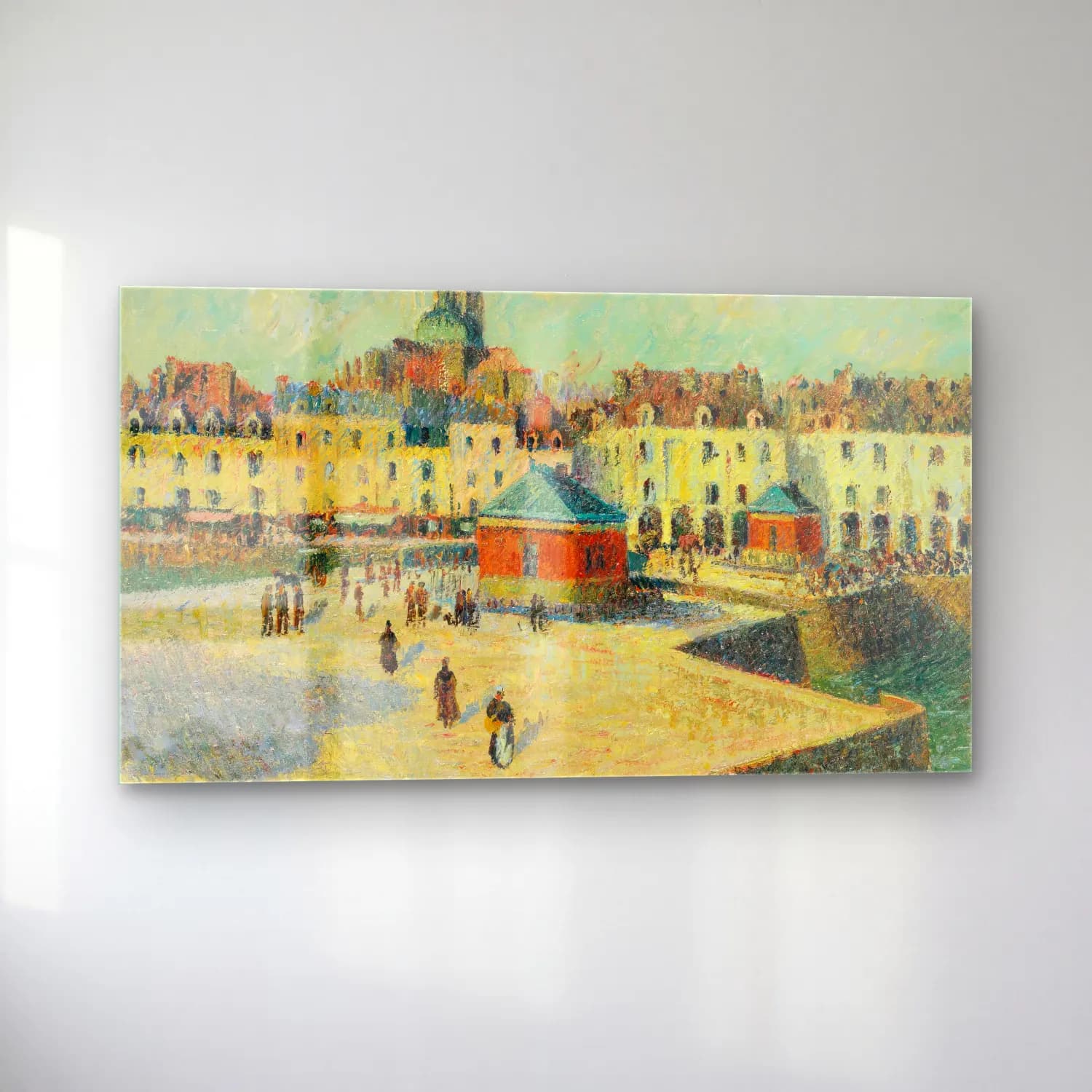 Gustave Loiseau – Dieppe, Le Quai De Carenage cam tablo — sol açıdan görünüm