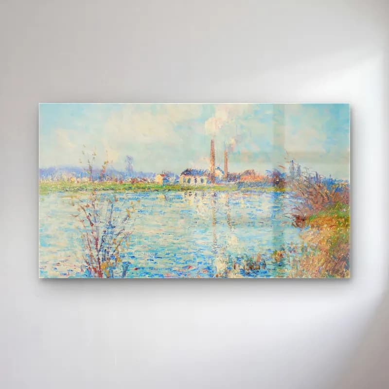 Gustave Loiseau – Fabrique bords L’oise cam tablo — Gustave Loiseau – Fabrique bords L’oise — empresyonist kırda nehir
