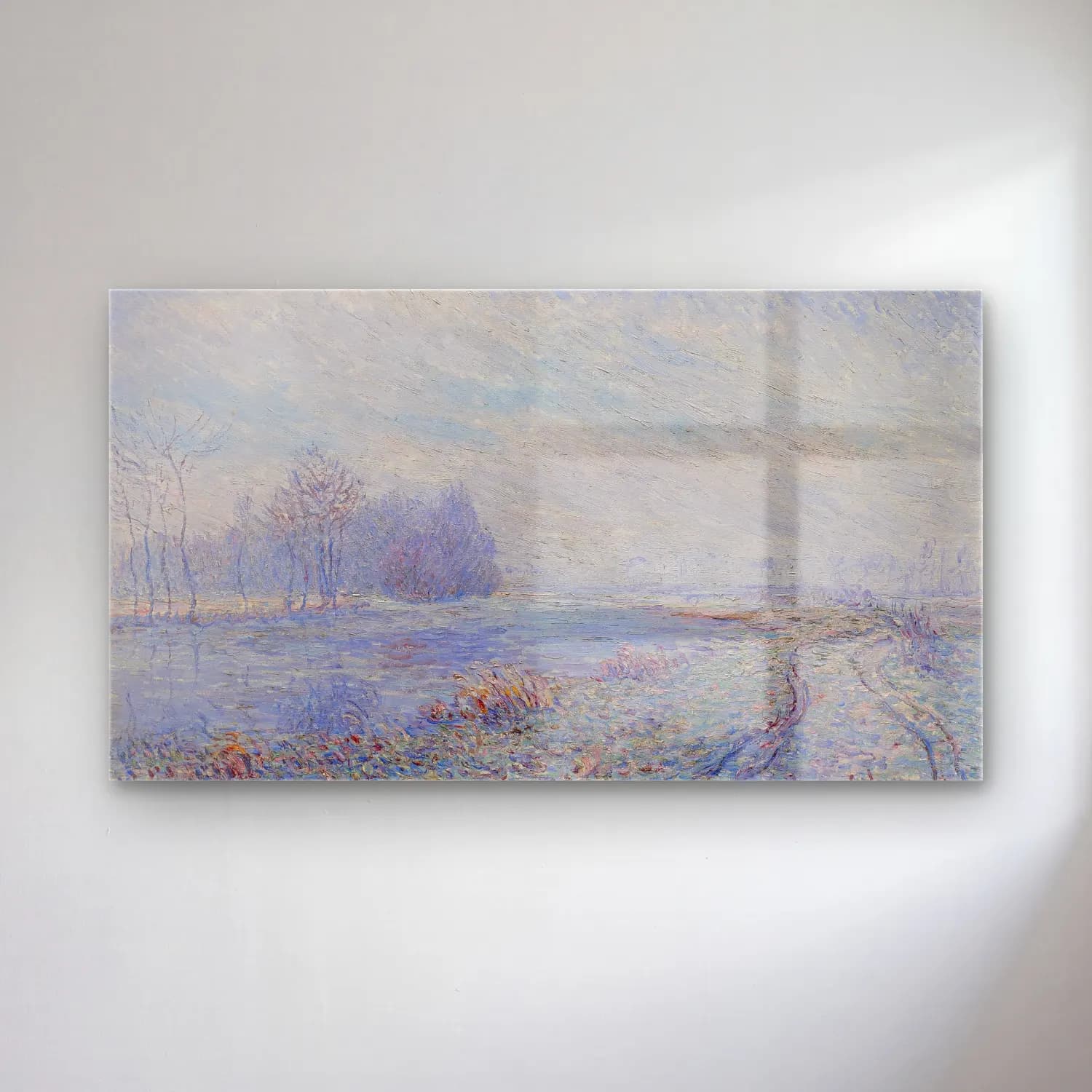 Gustave Loiseau – Gelée blanche cam tablo — Gustave Loiseau – Gelée blanche — empresyonist karlı kış manzarası