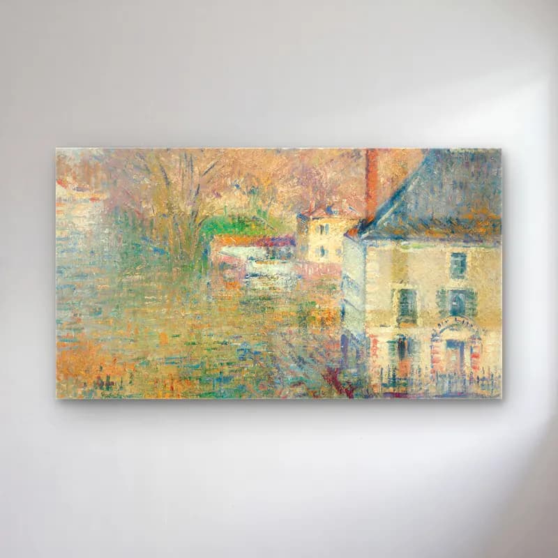 Gustave Loiseau – Inondation à Giverny cam tablo — Gustave Loiseau – Inondation à Giverny — empresyonist köy sokağı