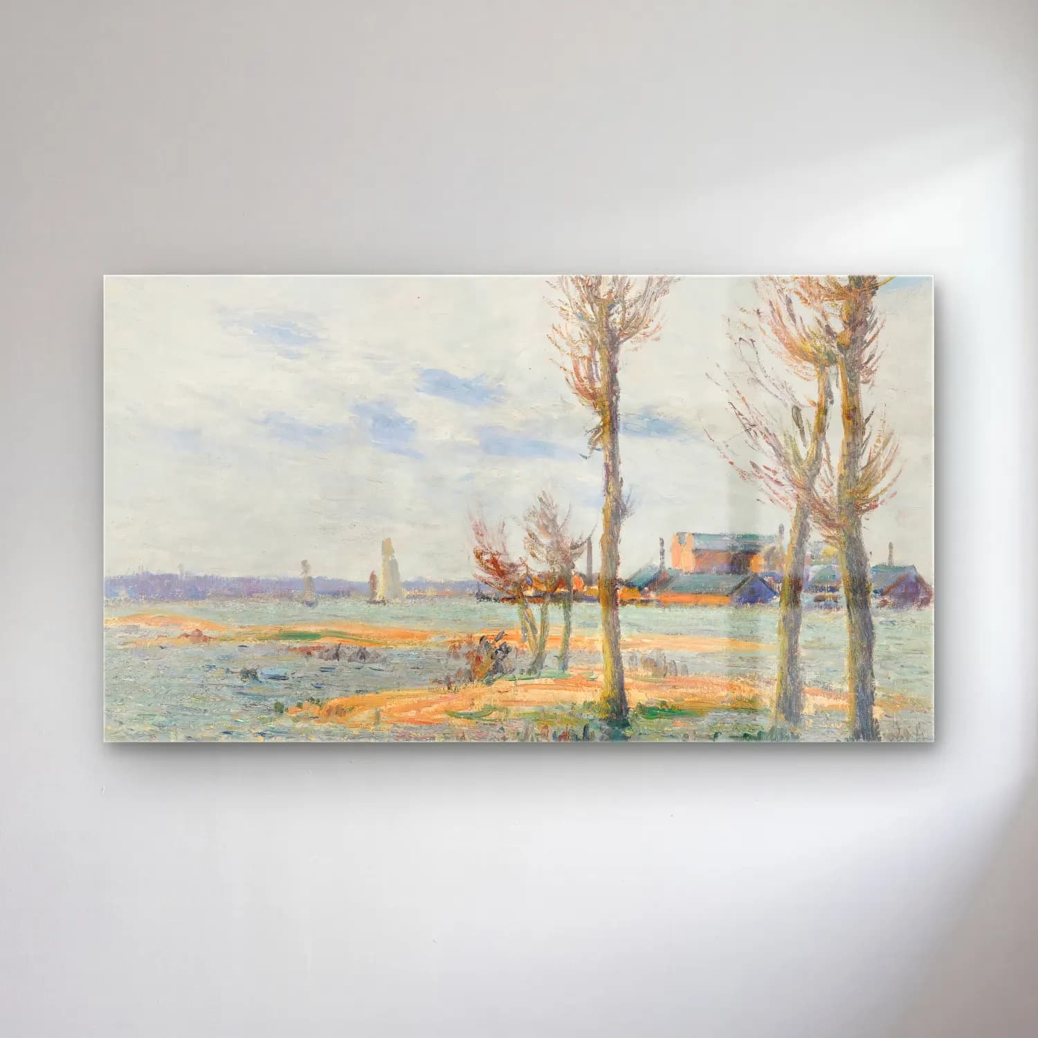 Gustave Loiseau – La Loire À Trentemouet cam tablo — Gustave Loiseau – La Loire À Trentemouet — empresyonist liman ve tekneler