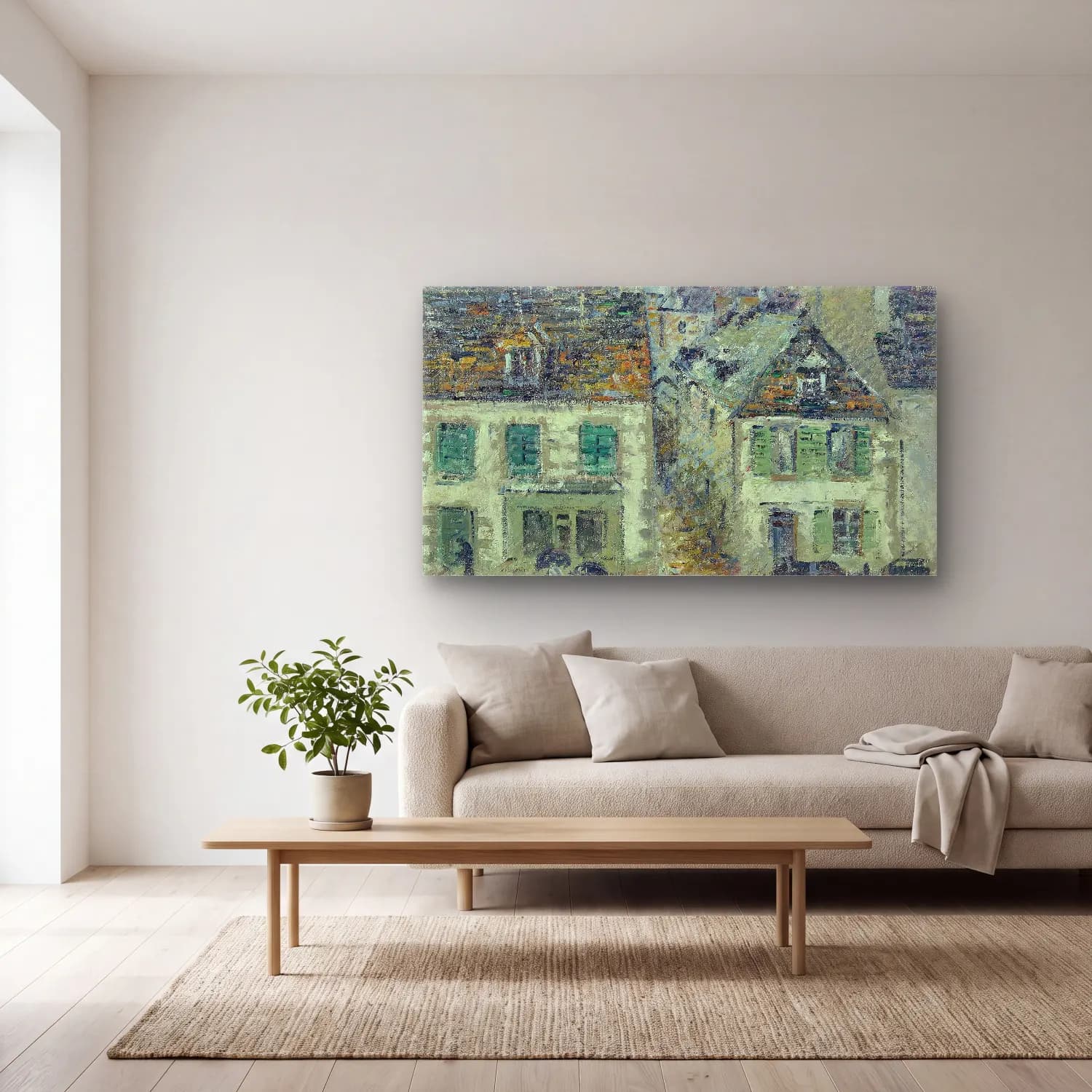 Gustave Loiseau – La pluie à Pont-Aven cam tablo — açık renk salonda