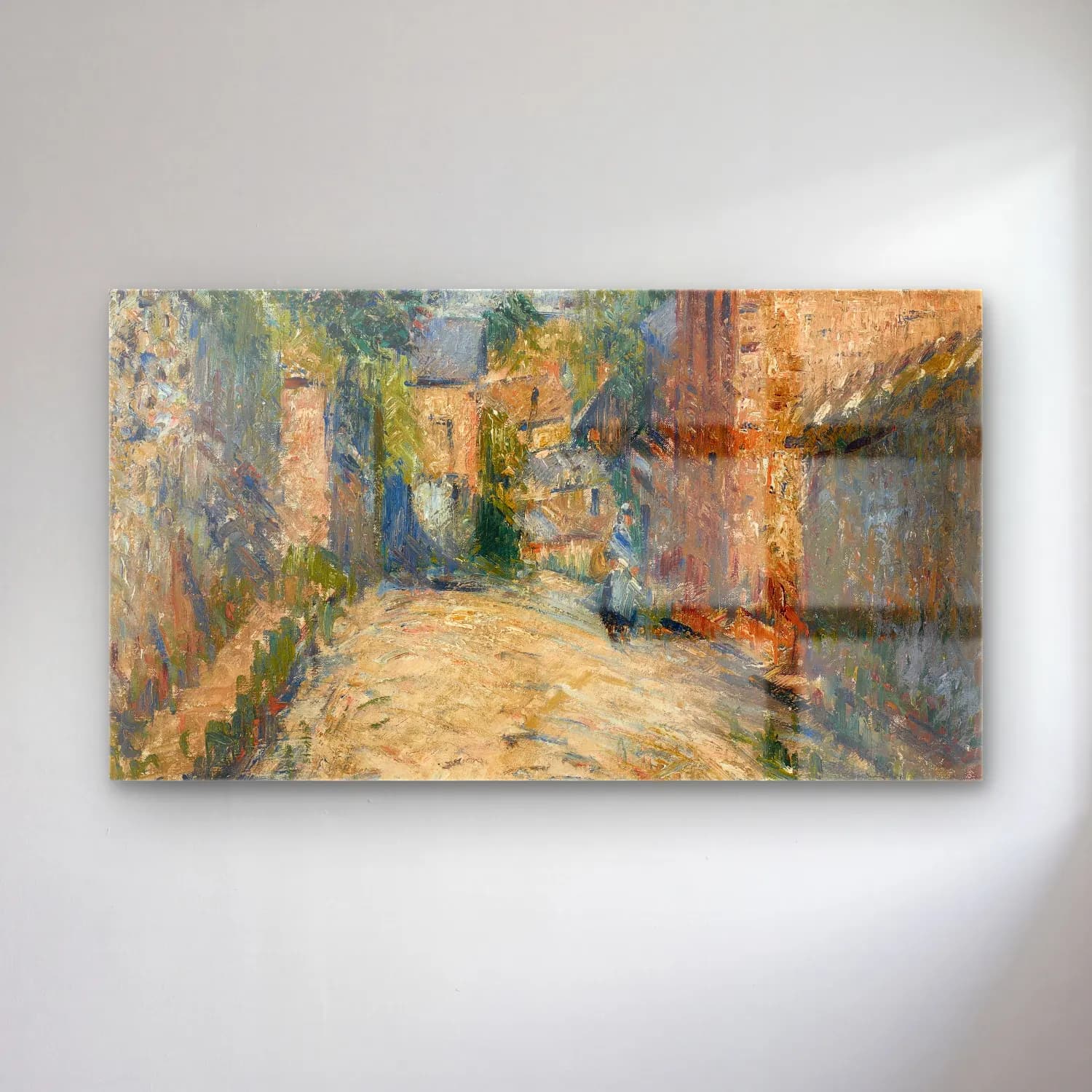 Gustave Loiseau – La rue Thuringe, Bonsecours, Rouen cam tablo — Gustave Loiseau – La rue Thuringe, Bonsecours, Rouen — empresyonist köy sokağı
