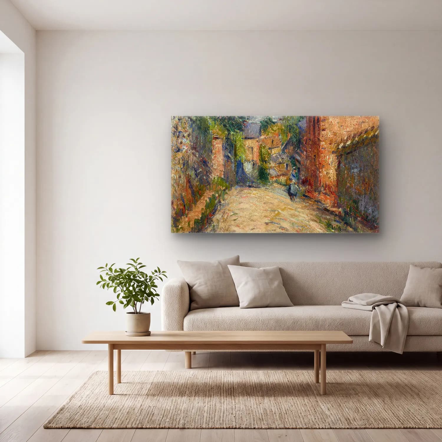 Gustave Loiseau – La rue Thuringe, Bonsecours, Rouen cam tablo — açık renk salonda